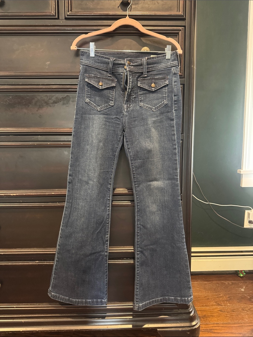 GAP Vintage-Inspired Indigo Flare Jeans with Flap Pockets